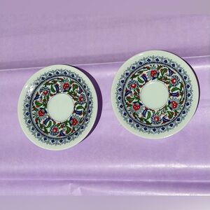 Kutahya Porselen Turkish Floral Tea Cup Saucer Set of 2 Porcelain